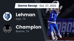 Recap: Lehman  vs. Champion  2023