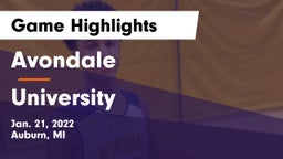 Avondale  vs University  Game Highlights - Jan. 21, 2022