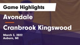 Avondale  vs Cranbrook Kingswood  Game Highlights - March 3, 2022