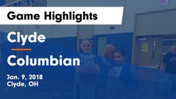 Clyde  vs Columbian  Game Highlights - Jan. 9, 2018