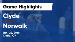 Clyde  vs Norwalk  Game Highlights - Jan. 20, 2018