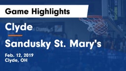 Clyde  vs Sandusky St. Mary's Game Highlights - Feb. 12, 2019