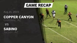 Recap: Copper Canyon  vs. Sabino  2015