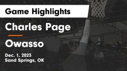 Charles Page  vs Owasso  Game Highlights - Dec. 1, 2023