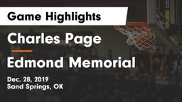 Charles Page  vs Edmond Memorial  Game Highlights - Dec. 28, 2019