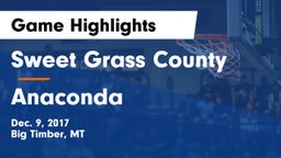 Sweet Grass County  vs Anaconda  Game Highlights - Dec. 9, 2017