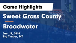 Sweet Grass County  vs Broadwater  Game Highlights - Jan. 19, 2018