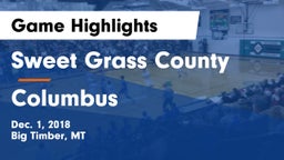 Sweet Grass County  vs Columbus  Game Highlights - Dec. 1, 2018
