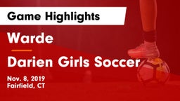 Warde  vs Darien Girls Soccer Game Highlights - Nov. 8, 2019