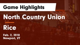 North Country Union  vs Rice Game Highlights - Feb. 2, 2018
