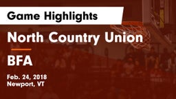 North Country Union  vs BFA Game Highlights - Feb. 24, 2018