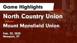 North Country Union  vs Mount Mansfield Union  Game Highlights - Feb. 20, 2020