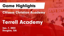 Citizens Christian Academy  vs Terrell Academy  Game Highlights - Jan. 7, 2022