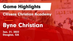 Citizens Christian Academy  vs Byne Christian Game Highlights - Jan. 21, 2022