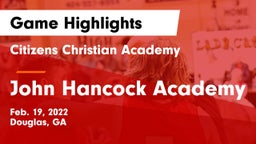 Citizens Christian Academy  vs John Hancock Academy Game Highlights - Feb. 19, 2022