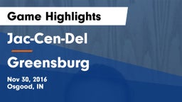 Jac-Cen-Del  vs Greensburg  Game Highlights - Nov 30, 2016