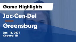 Jac-Cen-Del  vs Greensburg  Game Highlights - Jan. 16, 2021