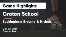 Groton School  vs Buckingham Browne & Nichols  Game Highlights - Oct. 22, 2021