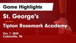 St. George's  vs Tipton Rosemark Academy  Game Highlights - Oct. 7, 2020