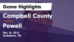 Campbell County  vs Powell Game Highlights - Dec 16, 2016