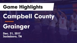 Campbell County  vs Grainger  Game Highlights - Dec. 21, 2017