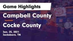 Campbell County  vs Cocke County  Game Highlights - Jan. 25, 2021