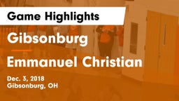 Gibsonburg  vs Emmanuel Christian Game Highlights - Dec. 3, 2018