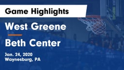 West Greene  vs Beth Center Game Highlights - Jan. 24, 2020