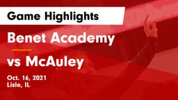 Benet Academy  vs vs McAuley Game Highlights - Oct. 16, 2021