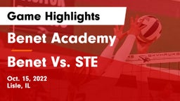 Benet Academy  vs Benet Vs. STE Game Highlights - Oct. 15, 2022