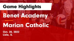 Benet Academy  vs Marian Catholic  Game Highlights - Oct. 20, 2022