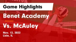 Benet Academy  vs Vs. McAuley Game Highlights - Nov. 12, 2022