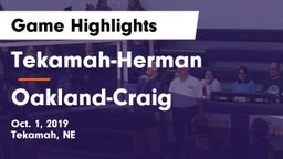 Tekamah-Herman  vs Oakland-Craig  Game Highlights - Oct. 1, 2019