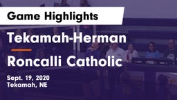 Tekamah-Herman  vs Roncalli Catholic  Game Highlights - Sept. 19, 2020
