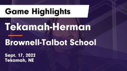 Tekamah-Herman  vs Brownell-Talbot School Game Highlights - Sept. 17, 2022