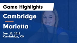 Cambridge  vs Marietta  Game Highlights - Jan. 20, 2018