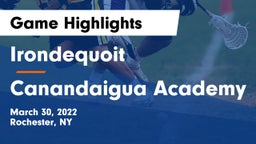  Irondequoit  vs Canandaigua Academy  Game Highlights - March 30, 2022