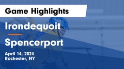  Irondequoit  vs Spencerport  Game Highlights - April 14, 2024
