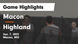 Macon  vs Highland  Game Highlights - Jan. 7, 2022