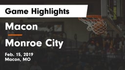 Macon  vs Monroe City  Game Highlights - Feb. 15, 2019