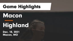 Macon  vs Highland  Game Highlights - Dec. 18, 2021
