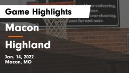 Macon  vs Highland  Game Highlights - Jan. 14, 2022