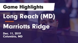 Long Reach  (MD) vs Marriotts Ridge  Game Highlights - Dec. 11, 2019