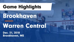Brookhaven  vs Warren Central  Game Highlights - Dec. 21, 2018