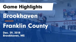 Brookhaven  vs Franklin County Game Highlights - Dec. 29, 2018