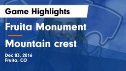 Fruita Monument  vs Mountain crest Game Highlights - Dec 03, 2016
