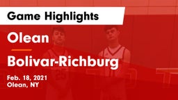 Olean  vs Bolivar-Richburg  Game Highlights - Feb. 18, 2021