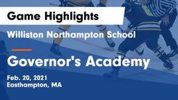Williston Northampton School vs Governor's Academy  Game Highlights - Feb. 20, 2021