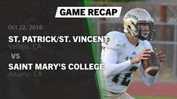 Recap: St. Patrick/St. Vincent  vs. Saint Mary's College  2016