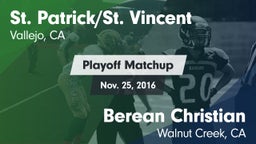 Matchup: St. Patrick/St. vs. Berean Christian  2016